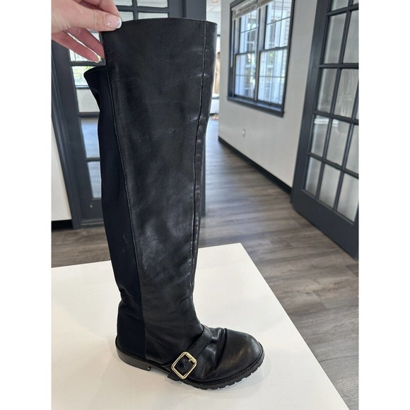 Marc by Marc Jacobs -Tall Flat Black Boots Genuine Leather Sz 37.5 US 7 - Picture 9 of 13